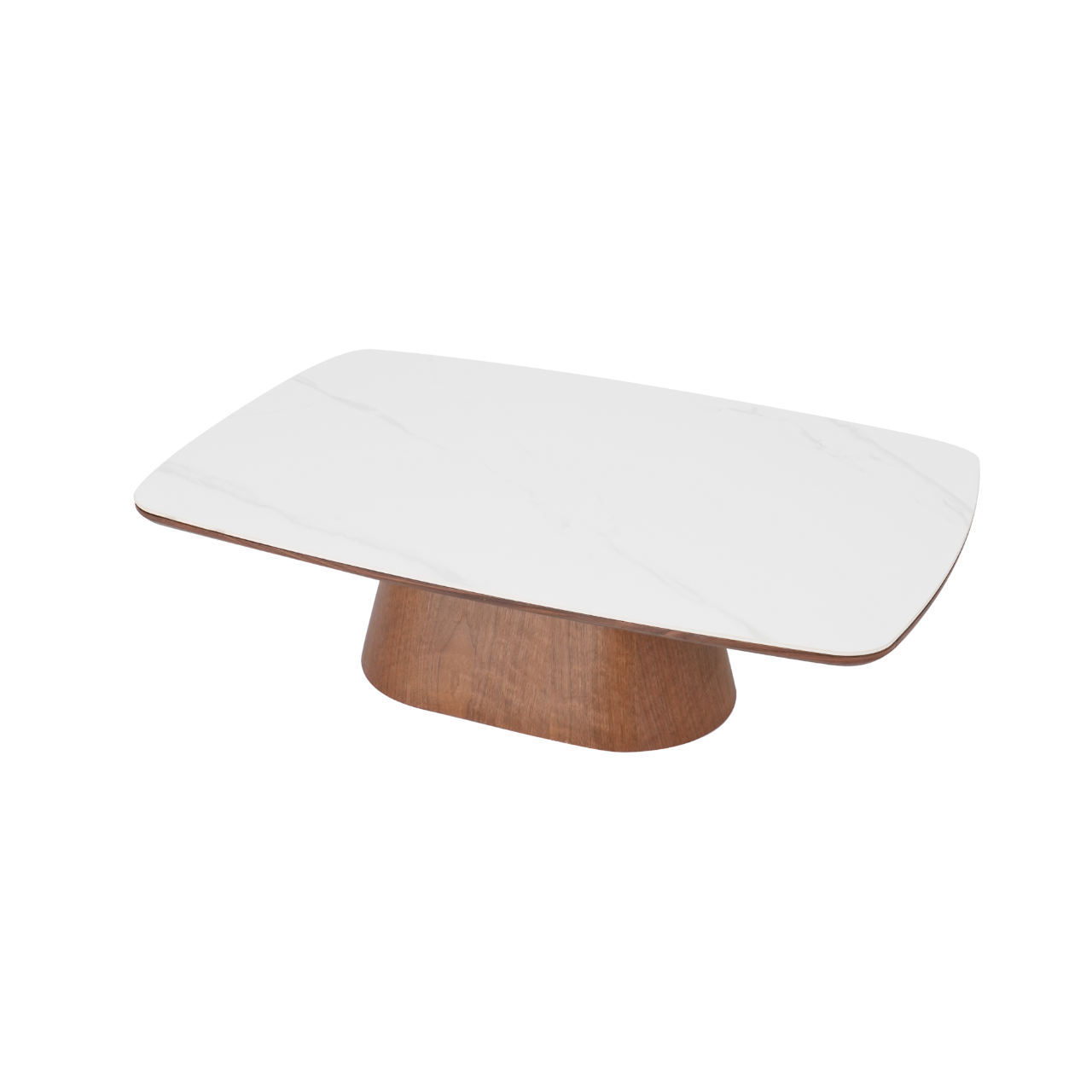Gagan walnut coffee table 120x80cm with ceramic white marble top